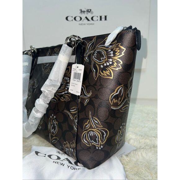🔥🎁NWT! Coach AVA Tote Handbag Metallic Tulips F77845 Msrp$378.00 - Picture 3 of 7